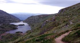 lake albina snowy mountains