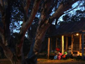evening light at wheelers hut